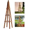 Idzo 61 Inch Upgraded Wood Obelisk Trellis for Climbing Plants Outdoors Decorative Brown Finish Durable Design Space Saving Structure Easy to Assemble Ideal for Gardens Patios and Indoor Use