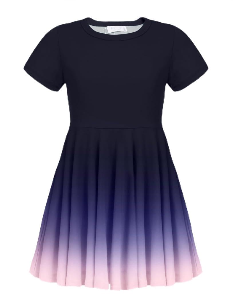 trudge Kleid Mädchen Kurzarm Sommerkleid Baumwolle Freizeitkleid Kinder A-Linie Siwng Skaterkleid Rundhals Freizeitkleid Einfarbig Partykleid Vintage Kleid 3-13 Jahre