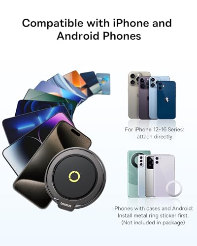 Baseus MagSafe, ringhouder, magnetisch, voor MagSafe, 7,5 N sterke magneetkracht, ringhouder, 360° rotatie, vingers, mobiele telefoongreep, standaard voor iPhone 16, 15, 14, 13, 12 Pro Max - Afbeelding 6