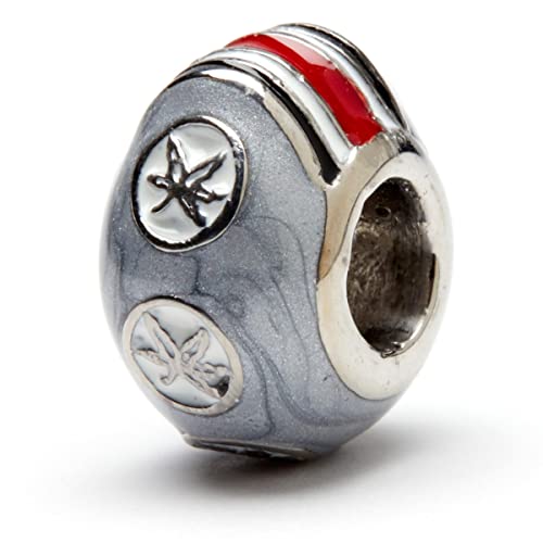 Stone Armory Ohio State University Bead for Women | Gray Ohio State Buckeye Leaf & Helmet Stripe Bead Charm | Ohio State University Buckeyes Jewelry | Perfect Ohio State Gift for Fans, Students, Alumni | Fits Most Charm Bracelet Brands