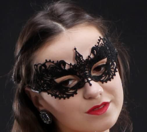 Miniatura 2 de DNHCLL Máscara de encaje para fiesta de Halloween, estilo de media cara y máscara de fiesta de disfraces sexy (color negro)