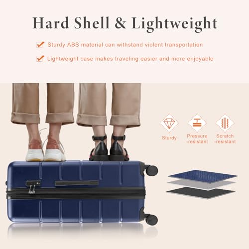 image for Sweetcrispy Carry on Luggage, Hard Shell ABS, Double Spinner Wheels Li