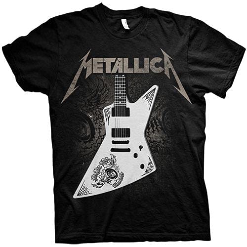 Générique Metallica Papa Het Guitar Homme T-Shirt Manches Courtes Noir Regular/Coupe Standard - Les Beatles, Paul McCartney, John Lennon, RIngo Starr, George Harrison Générique Metallica Papa Het Guitar Homme T-Shirt Manches Courtes Noir Regular/Coupe Standard
