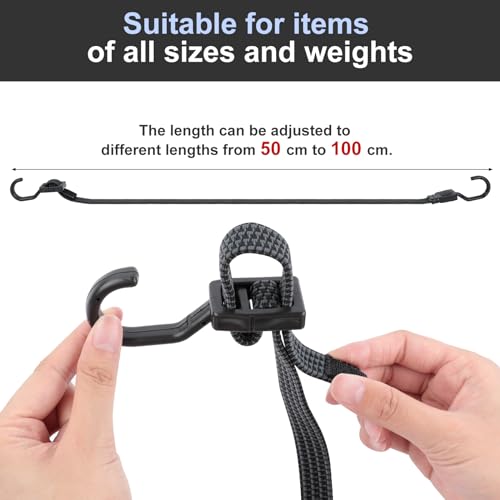 Miniatura 2 de Aiqinu Pulpos Elasticos 4 Piezas, 100cm Ajustable Gomas Elasticas Con Gancho, Cuerda Elastica 1m Para Camping, Mudanzas, Lonas, Portaequipajes, Coches Y Bicicletas Negro