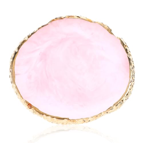 Resin Nail Art Palette Naill Polish Palettes Nail Palette Gilded Edge Resin Nails Art Palettes for Mixing Colors and Displaying Nails Gel Makeup (Pink)