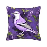Photo Gallery bgshjvf copricuscino decorativo con uccellino in viola lavanda floreale stampa lussuosa, morbida e confortevole, per divano, letto Photo Gallery bgshjvf copricuscino decorativo con uccellino in viola lavanda floreale stampa lussuosa, morbida e confortevole, per divano, letto