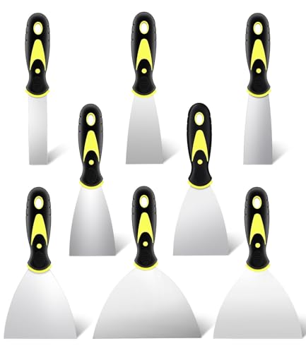 8 Stücke Spachtel Set, Edelstahl Malerspachtel,Kunststoffspachtel, Spachtel Werkzeug, Aufhängeloch Zum Wände Abkratzen Und Entfernen Tapeten (1/1.5/2/2.5/3/4/5/6 Zoll)
