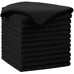 AIDEA Black Microfiber Cleaning Cloth-12PK, Absorbent Cleaning Rags 12
