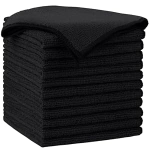 AIDEA Black Microfiber Cleaning Cloth-12PK, Absorbent Cleaning Rags 12"x12"