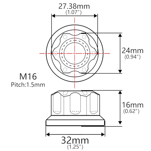 Image of Titanium M6 M8 M10 M12 M14 M16 Flange Bolt Nut Bicycle Motorcycle Rear Axle Car Modification Accessories Pack of 6 (M16 Pitch 1.5mm, Black)