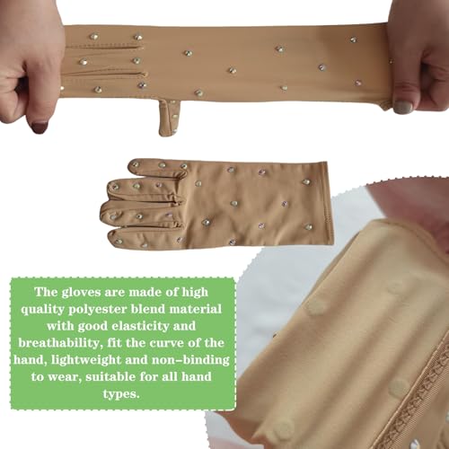 LIUHUO Ice Dress Gloves Performacne Wear Girls Thermal Figure Skating Gloves with Rhinestones（9 Color）2