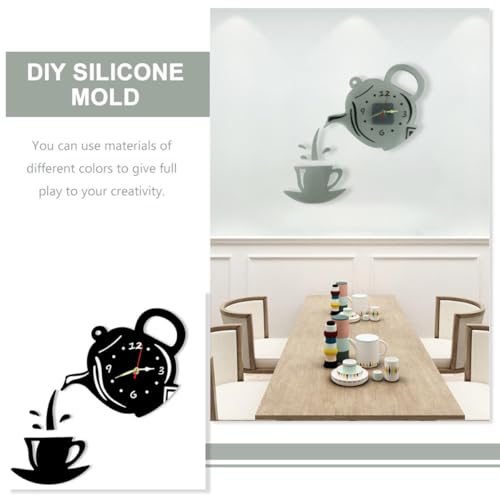 Molde de silicona para reloj de pared con diseño de tetera para decorar tu cocina 8