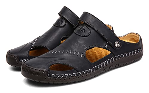 Honeystore Men's Leather Hollow Athletic Sandals Slip-on Roman Casual Shoes3