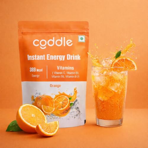 Image of Coddle Orange Instant Energy Drink Powder 900g Refill Pack | Instant Glucose Energy Drink | Electrolyte Hydration Powder | With Vitamin C, B3, B6 & B12 | Instant Energy, Immunity & Summer Hydration | Refreshing Orange Flavour