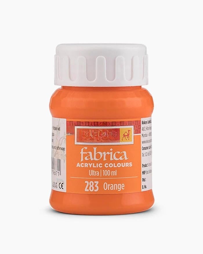 Image of Acrylic Colour (Fabric Colour) | 100 ml.- 100ml, Multi-Surface, Skin-Friendly & Vegan | (283 Orange)