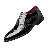 Santimon Men's Wingtip Brogue Oxford Dress Shoes Classic Lace-Up Leather Business Formal Spectator Shoes Black 9 US
