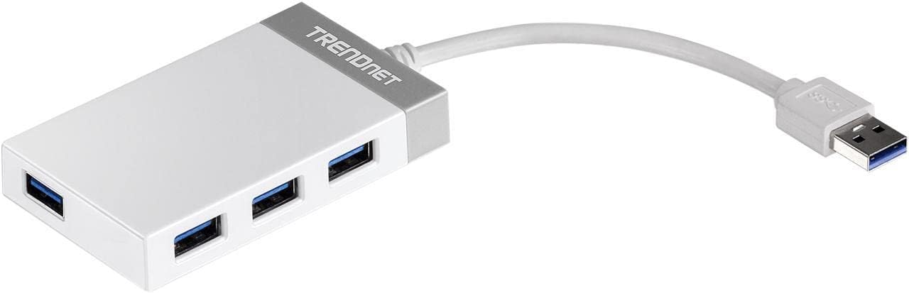 4-Port USB 3.0 Hub, TU3-H4E, Plug & Play, Compact Size USB 3.0 Hub Compatible with Linux, Windows, Mac, Nintendo Switch, Backwards Compatible with USB 2.0, White