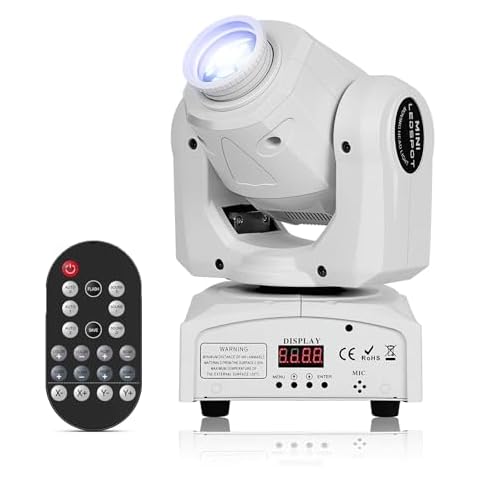 U`King 60W Moving Head Lights, White Moving LED DJ Lights RGBW Stage Light with Remote 8 GOBO 8 Pattern Spotlight by DMX 512 Controlled 9/11 Channel for Church KTV Club Concert Party Wedding Cover