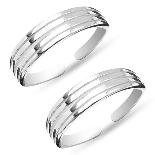 Image of TRUESILVER ACPL 925 Sterling Silver 4 Layer Minimalistic Open Adjustable Toe Rings for Women Online