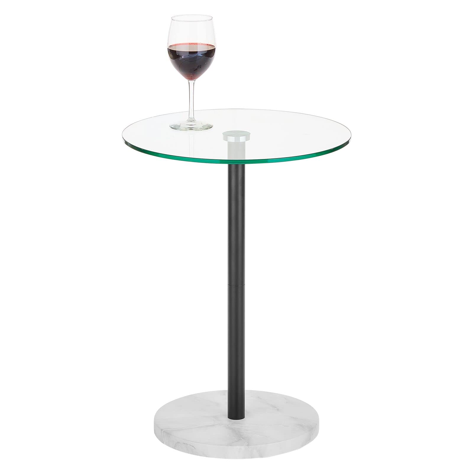 mDesign Glass Top Side/End Drink Table Tall Modern Round Accent Metal
