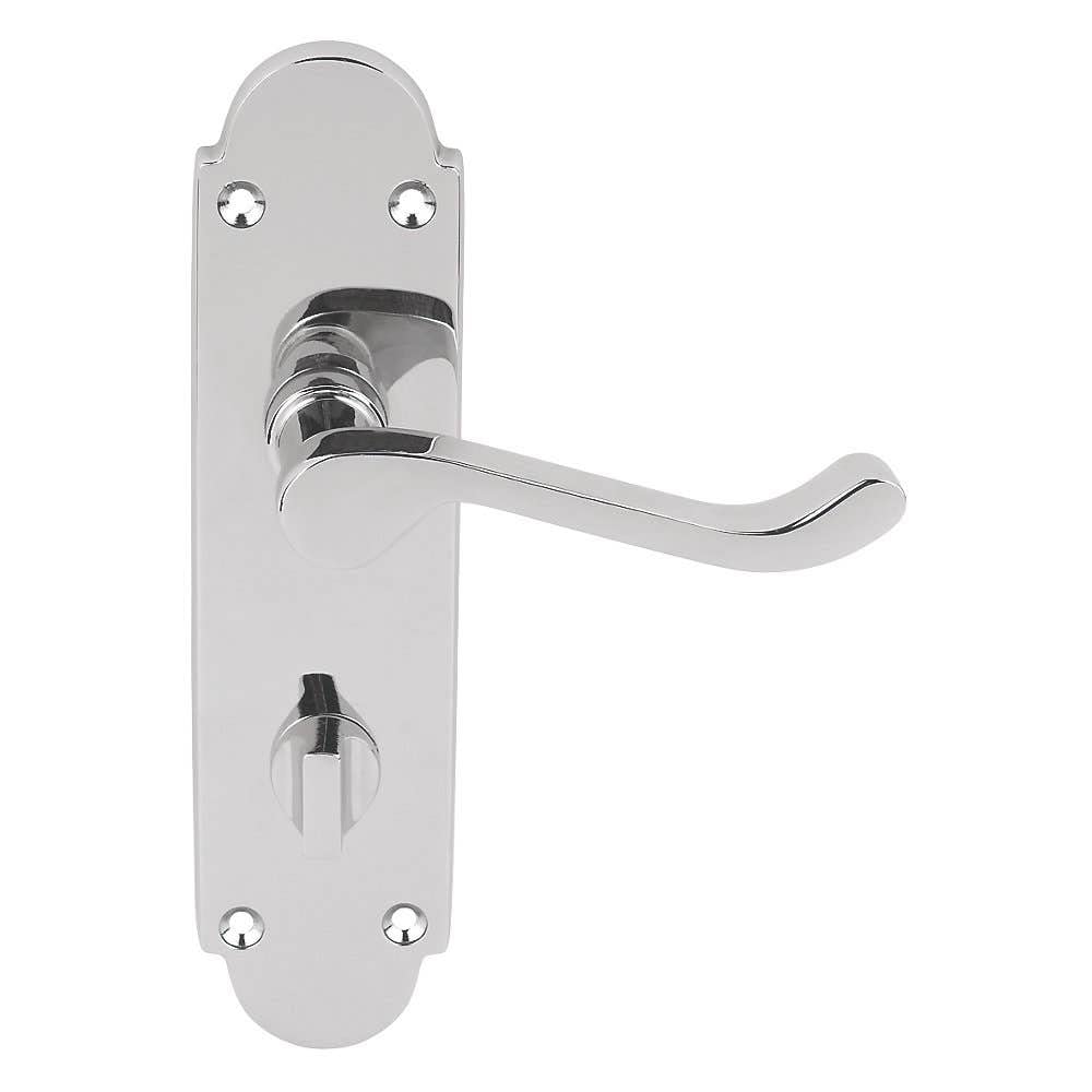 Hiatt Hardware Hiatt Brora Chrome Bathroom Door Handle With Lock Set