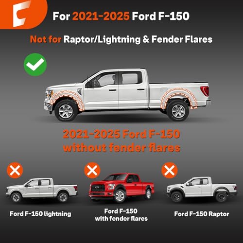 Image of Upgraded Mud Flaps Fit for Ford F150 2026 2025 2024 2023 2022 2021, Mud Flaps for Pickup Trucks Splash Guard Compatible with 2025 Ford F150 Accessories, No Drilling Mud Gards Mudflaps, Set of 4