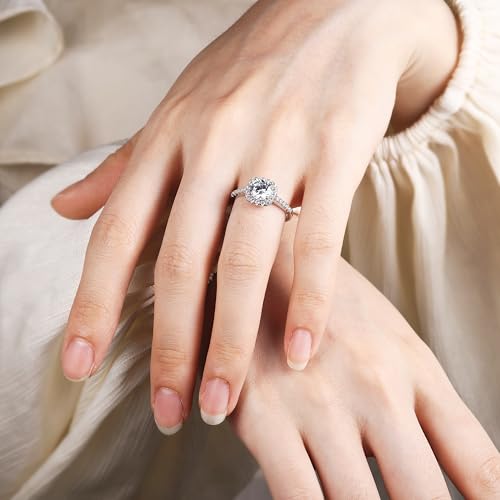 925 Sterling Silver Engagement Rings for Women Cushion Cut Cubic Zirconia Wedding Promise Rings for Her Size 4-12.53