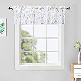 LinTimes Scheibengardine Landhausstil Küche Gardine Halbtransparent Kleinfenster Kurzvorhang Querbehang Fensterdeko Ästedruck Gelb, 1 Stück, 137 x 38 cm