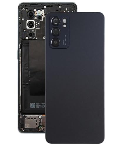 Scocca vetro Copri batteria Cover Back posteriore Per OPPO RENO6 5G PEQM00 CPH2251 CPH2215 RENO 6, Ricambio Pari Originale Con Vetro Fotocamera Lens Lente compreso, Nero Black