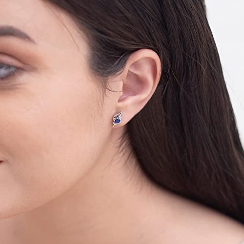 ANGARA Natural Blue Sapphire Earrings for Women | Oval Blue Sapphire and Diamond Shell Stud Earrings in 14K Solid Gold/Silver/Platinum | September Birthday, Anniversary, Gemstone Jewellery Gift3