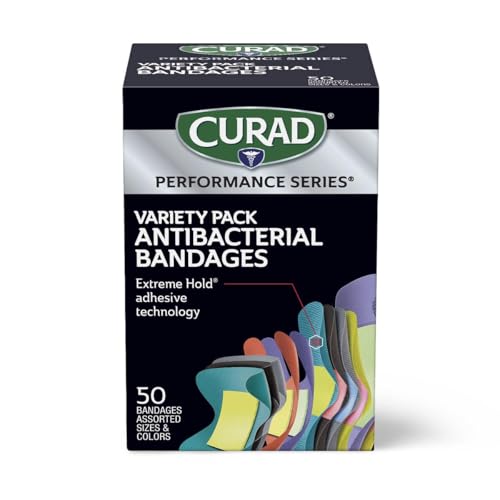 CURAD Performance Series IRONMAN Antibacterial Bandages, Extreme Hold Adhesive Technology, Finger &...