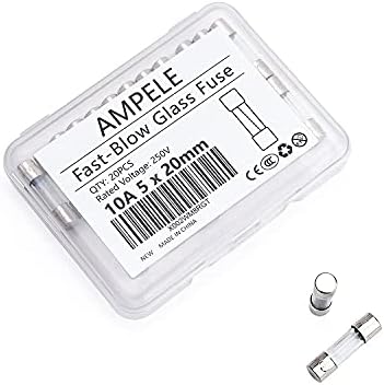 AMPELE (Pack of 20) 10A Fast-Blow Fuse 10Amp 250V Glass Fuses 0.2 x 0.78 inch/5 x 20 mm (10Amp)(F10AL)