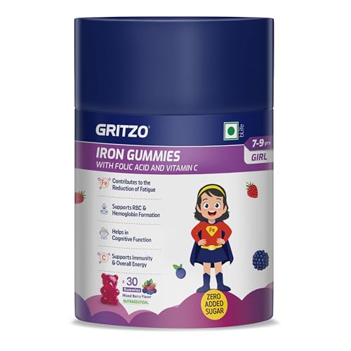 Image of Gritzo Iron Gummies (7-9y Girl), Mixed Berry, 30 Gummies | With Folic Acid & Vitamin C | Zero Added Sugar