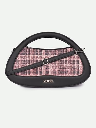 Image of ZOUK Nadia Sling Bag for Women - Stylish Crossbody with Cutout Top Handle | Handcrafted Shoulder Bag with Multiple Pockets & Water-Resistant Lining | Formal & Casual Use |