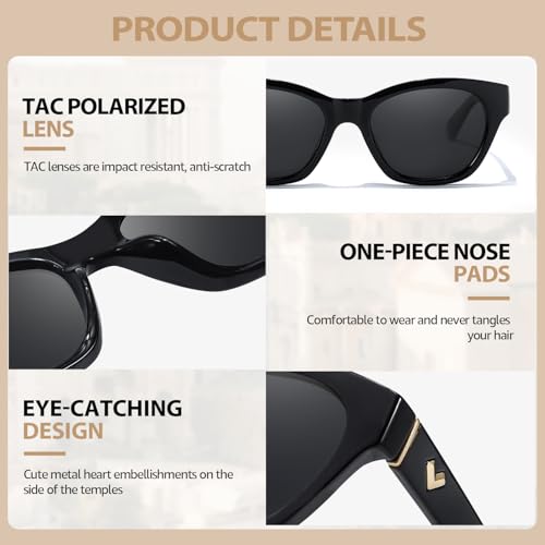 HASFOX® Small Cat Eye Sunglasses for Women | Trendy Sun Glasses for Narrow Face | Polarized & UV400 Protection Shades3