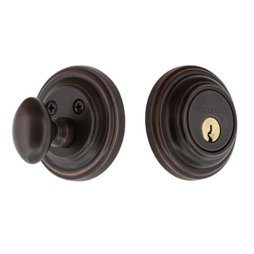 Image of Nostalgic Warehouse Classic Rosette Single Cylinder Deadbolt in Timeless Bronze