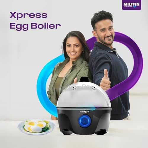 Image of Milton Xpress Egg Boiler | Automatic Power Off | Egg Cooker & Steamer for Boiling Up to 7 Eggs | 3 Boiling Modes | 360 Watt | Compact Egg Boiler with Plastic Body| 1 Year Warranty