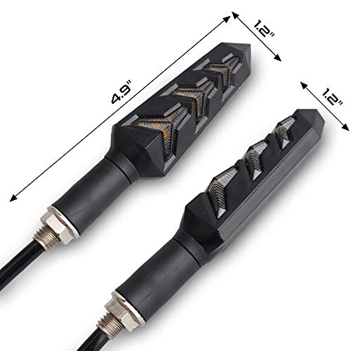 Image of NTHREEAUTO Sequential Motorcycle Flame Turn Signals, Front LED Light 12V Blinkers