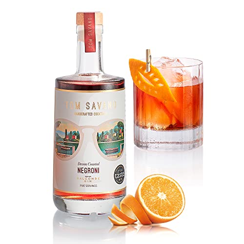 Tom Savano Artisan Cocktails, Devon Coastal Negroni, Crafted with Devon Gin, Italian Campari, and Herbal Amaro, Premium Handcrafted Cocktail, 21% ABV, 5 Servings, 500ml Bottle