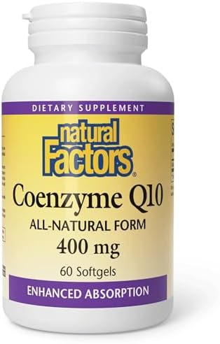 Natural Factors CoQ10 400 mg, 60 Softgels, 100% Natural, Supports Cardiovascular Health, Proudly Canadian