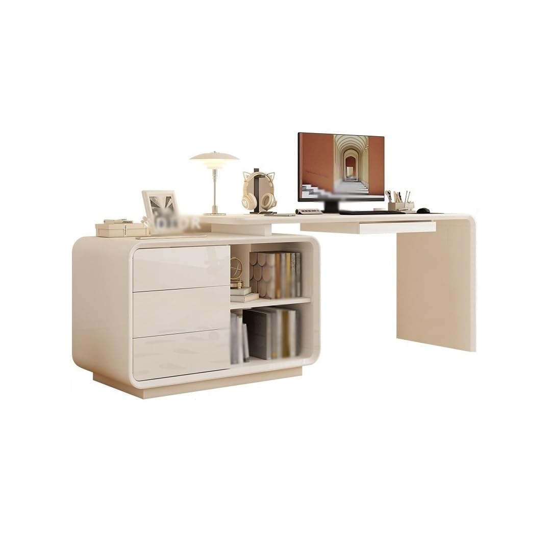 Gaming-Schreibtisch Home Computer Büromöbel Einfacher Desktop-Eckschreibtisch Weiß mit Stauraum