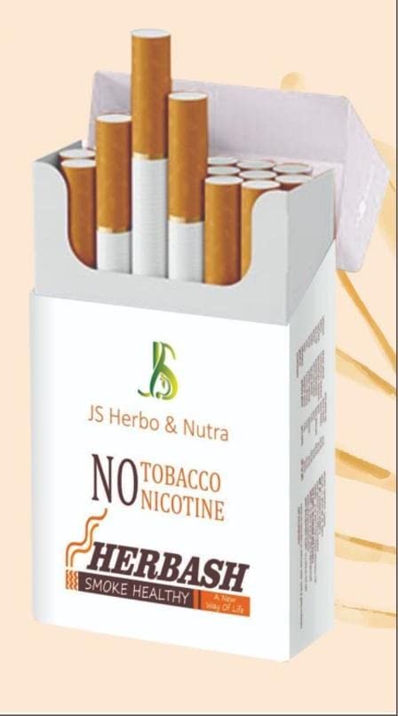 HERBASH Ayurvedic & Herbal Cigarette (10 Sticks Pack), without Flavour Nicotine & Tobacco Free Cigarettes For Relieve Stress