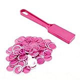 Yotlein Set mit Magnetstäben und Bingo-Chips, Magnetstäbe, 100 Metallringscheiben, Wissenschafts-STEM-Kit, Schulbedarf, Familienspielabend, Lotto-Token, ideal für Zuhause, Reisen, Kinderparty (Pink)