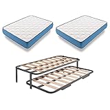 HOGAR24 ES Cama Nido Metálica Reforzada + 2 Colchones Viscoelásticos Viscorelax, 90x190