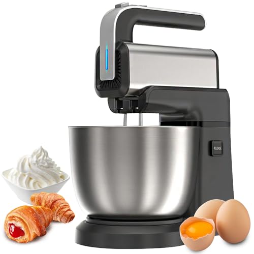 Stand Mixers,Robot Patissier,Batidora Eléctrica Cocina,Mezcladores, 5 Speed,Stainless Steel Bowl,Batidora De Pedestal Y Batidora De Mano Con Gancho Amasador, Batidor Y Batidor De Cocina (Plateado)