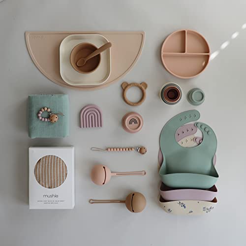 Mushie Extra Soft Muslin Fitted Crib Sheet | 28"X 52" (Natural Stripe) #TOP4