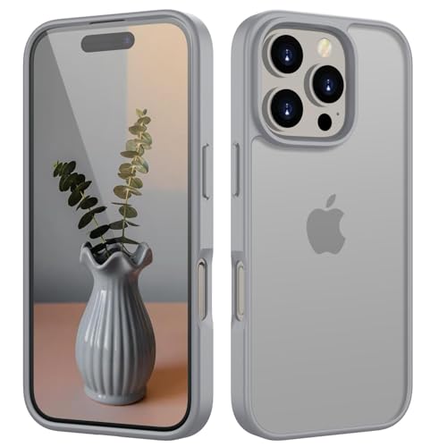 HGH Matt Hülle für iPhone 16 Pro 6,3 Zoll, [Militärschutz] Schutzhülle Samtige Touch Matt Anti-Kratzen, Durchscheinende ...