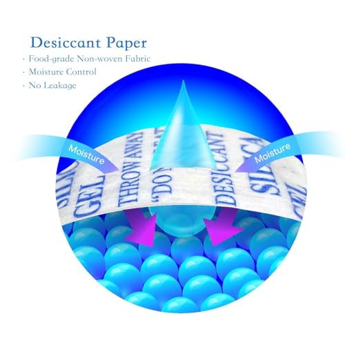 Image of 50g Silica Gel Desiccant Packets (10 Packs), Humidity Moisture Absorbers | Rechargeable Desiccant Bag for Home First Aid Kits; Moisture Control Dehumidifier Packs for Storage; Tear-resistant Packaging