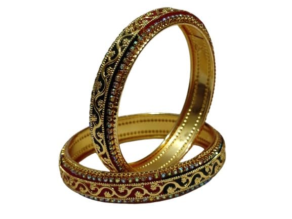 KAMAAKSHI Red & green gold plated ad stone work traditional bangle for women to wear in all special ocassions like, party, wedding (2.4) (B09WZCJ222) Amazon Price History, Amazon Price Tracker
