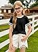 Haloumoning Girls Short Sleeve T Shirts Kids Summer Crewneck Color Block Tops Fashion Tees 5-14 Years Black